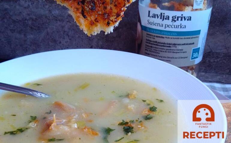 Kremasta supa sa lavljom grivom